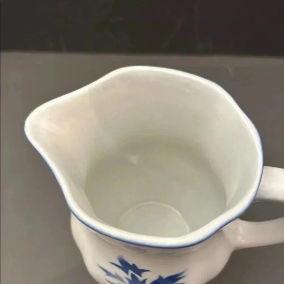 Arabia Blue and White Ceramic Pitcher with Floral Thistle Design - Picture 4 of 4